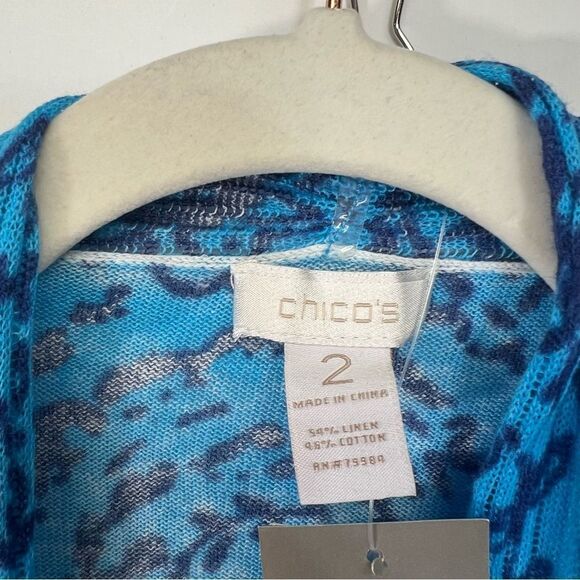 New with tags Chico linen blend cardigan sz 2 M PAISLEY CARDIGAN BLUE 570080788 - Picture 16 of 16